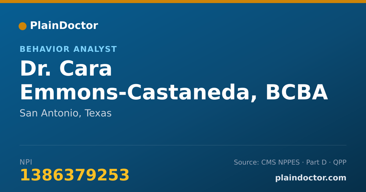 Shareable card for Cara Emmons-Castaneda, BCBA - Behavior Analyst, San Antonio, TX