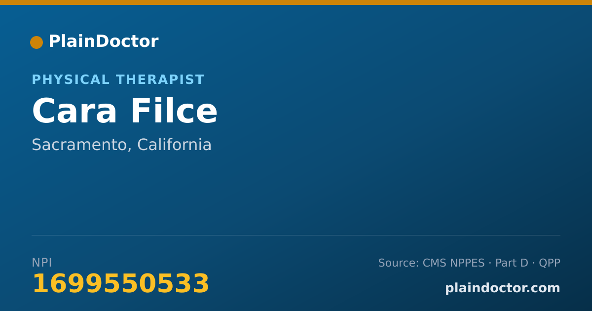 Shareable card for Cara Filce - Physical Therapist, Sacramento, CA