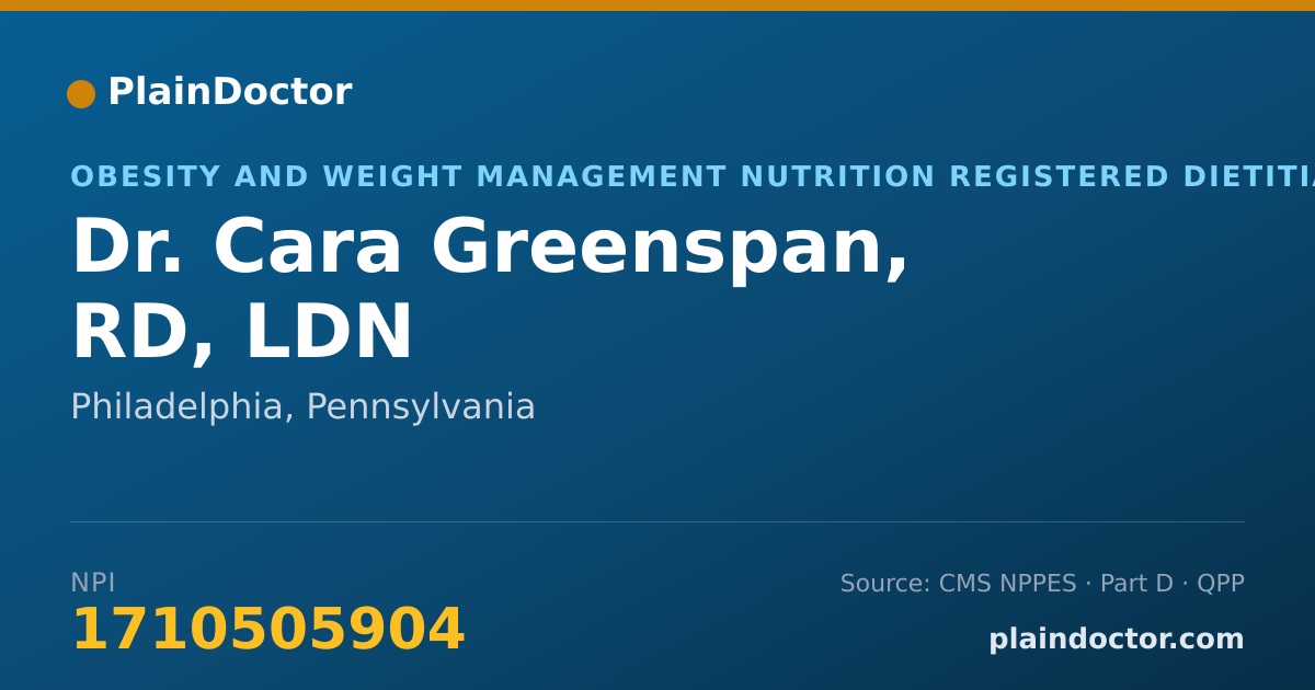 Shareable card for Cara Greenspan, RD, LDN - Obesity and Weight Management Nutrition Registered Dietitian, Philadelphia, PA