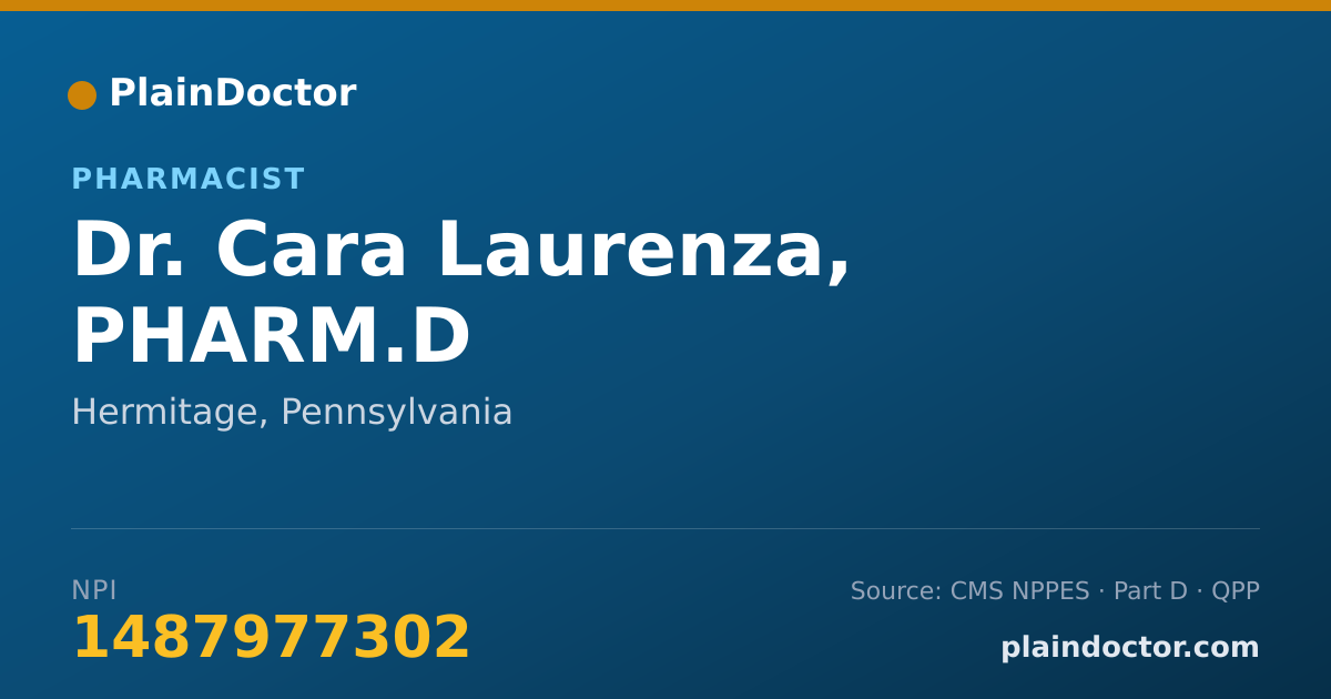 Shareable card for Cara Laurenza, PHARM.D - Pharmacist, Hermitage, PA