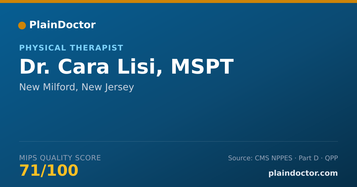 Shareable card for Cara Lisi, MSPT - Physical Therapist, New Milford, NJ