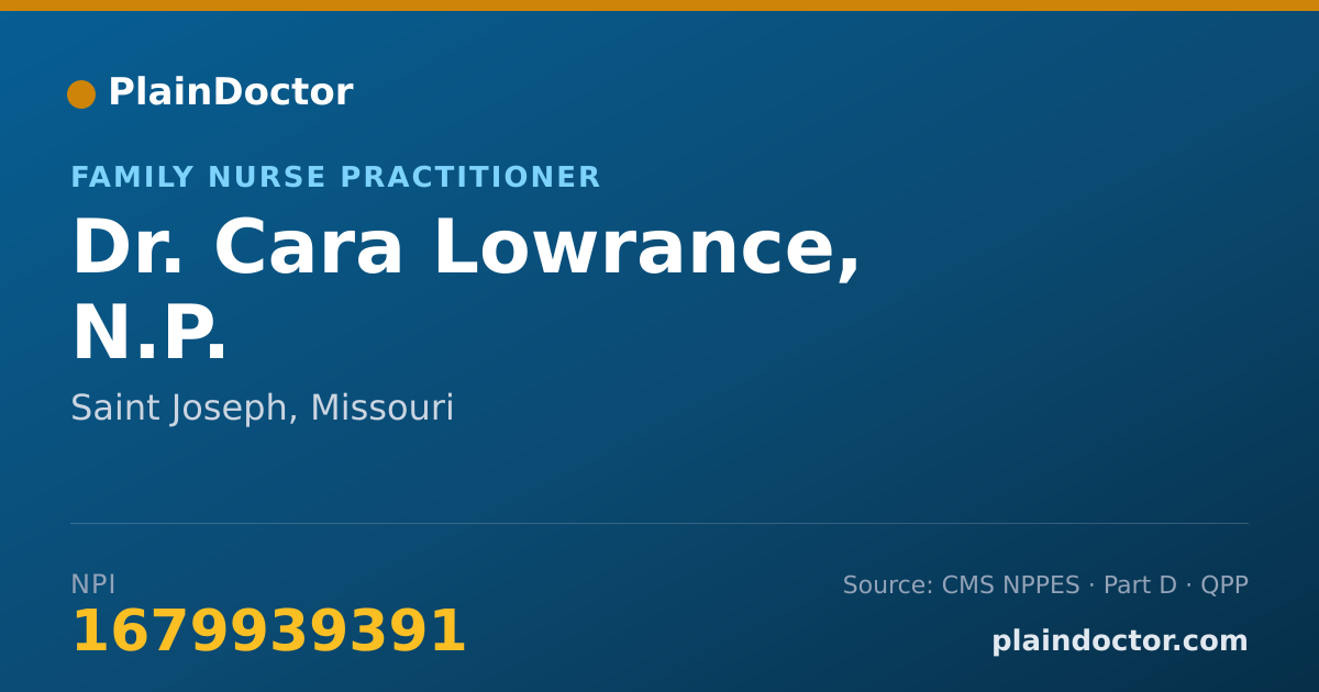 Shareable card for Cara Lowrance, N.P. - Family Nurse Practitioner, Saint Joseph, MO
