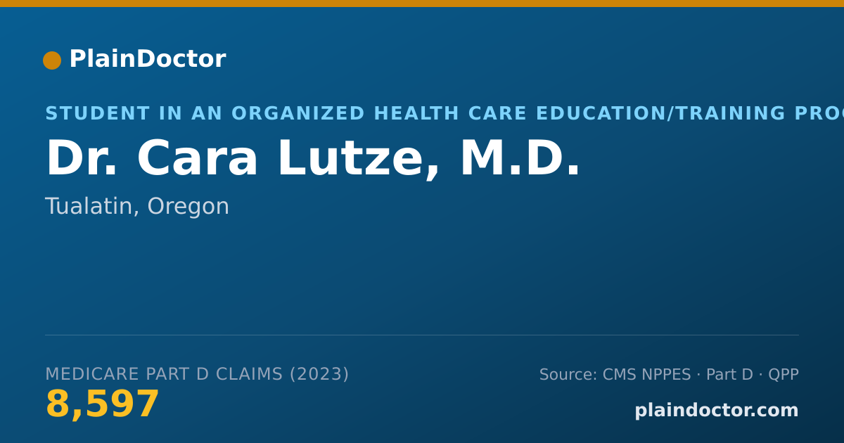 Shareable card for Cara Lutze, M.D. - Student in an Organized Health Care Education/Training Program, Tualatin, OR