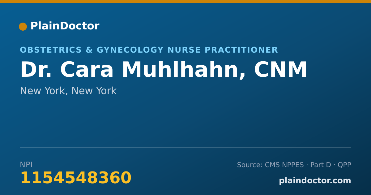 Shareable card for Cara Muhlhahn, CNM - Obstetrics & Gynecology Nurse Practitioner, New York, NY
