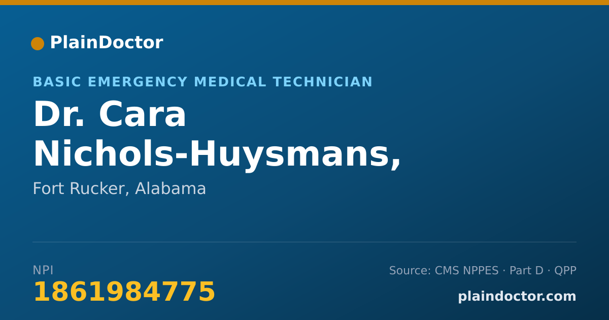 Shareable card for Cara Nichols-Huysmans, NREMT - Basic Emergency Medical Technician, Fort Rucker, AL