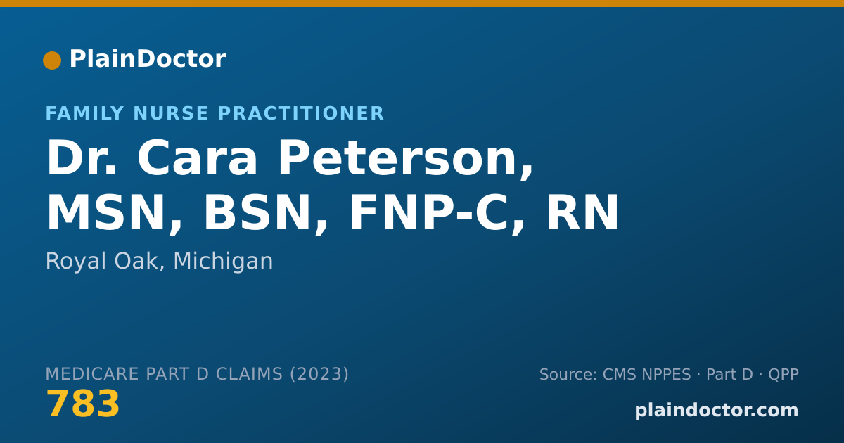 Shareable card for Cara Peterson, MSN, BSN, FNP-C, RN - Family Nurse Practitioner, Royal Oak, MI