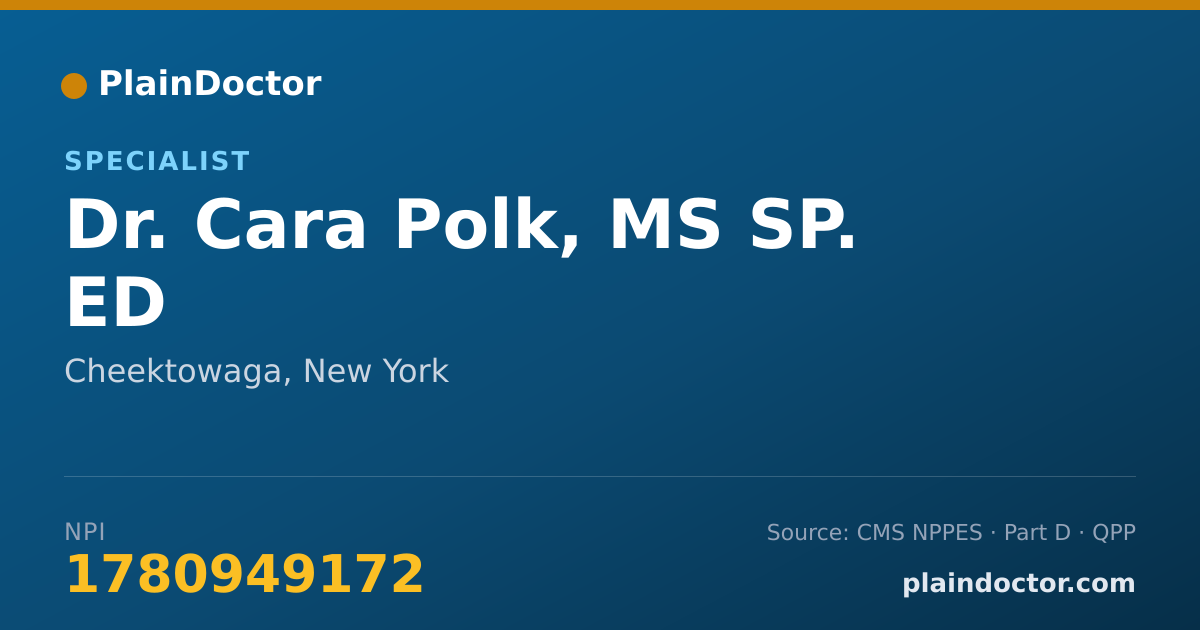 Shareable card for Cara Polk, MS SP. ED - Specialist, Cheektowaga, NY