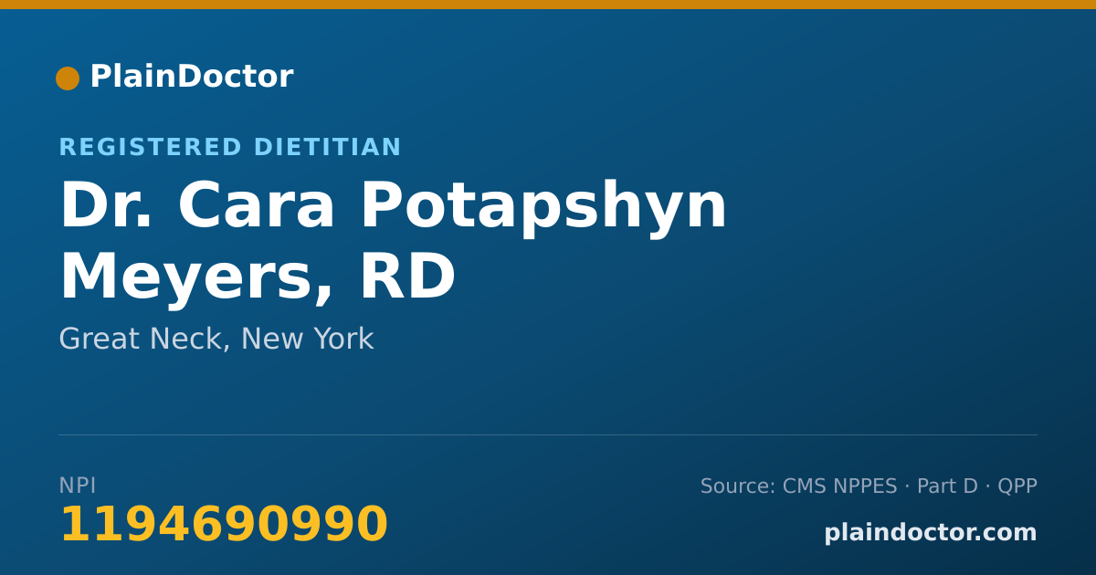 Shareable card for Cara Potapshyn Meyers, RD - Registered Dietitian, Great Neck, NY
