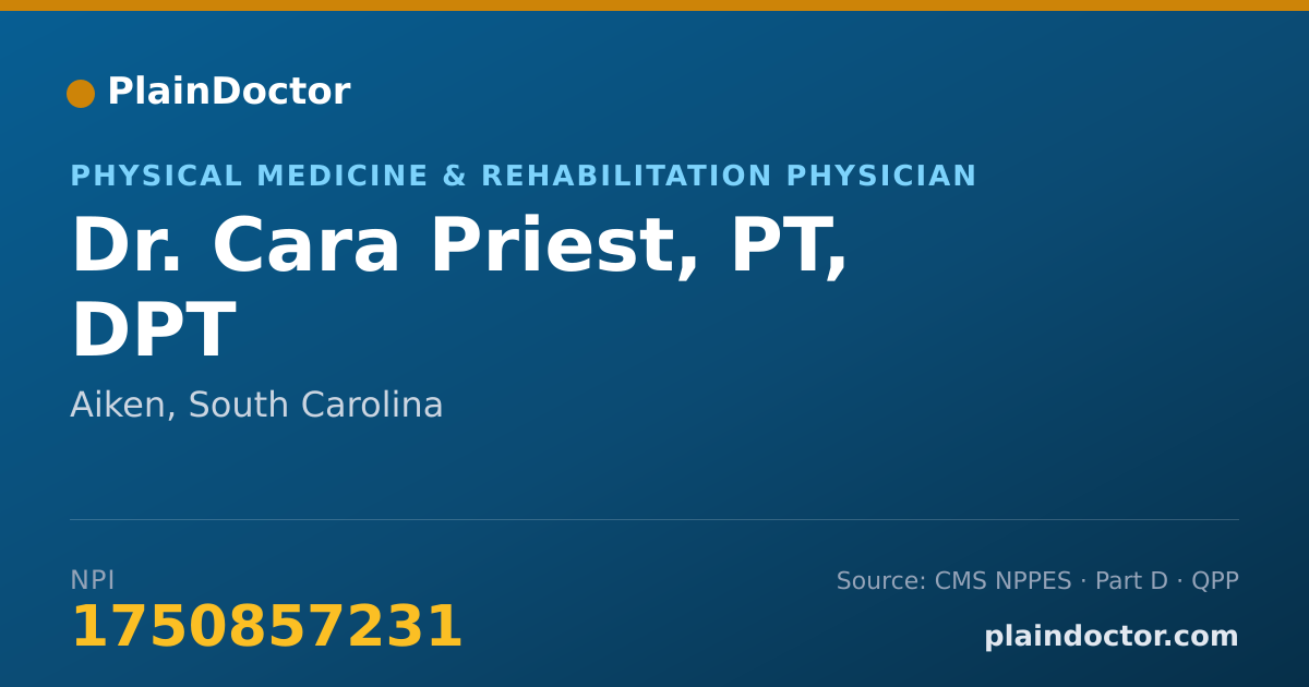 Shareable card for Cara Priest, PT, DPT - Physical Medicine & Rehabilitation Physician, Aiken, SC