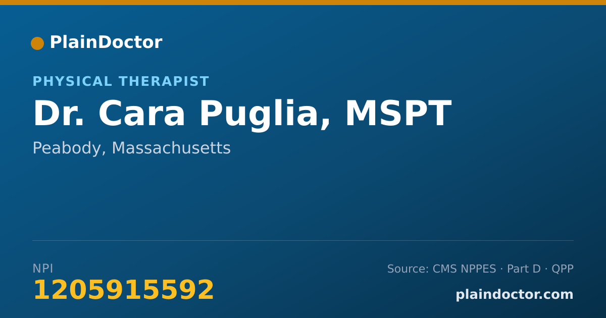 Shareable card for Cara Puglia, MSPT - Physical Therapist, Peabody, MA