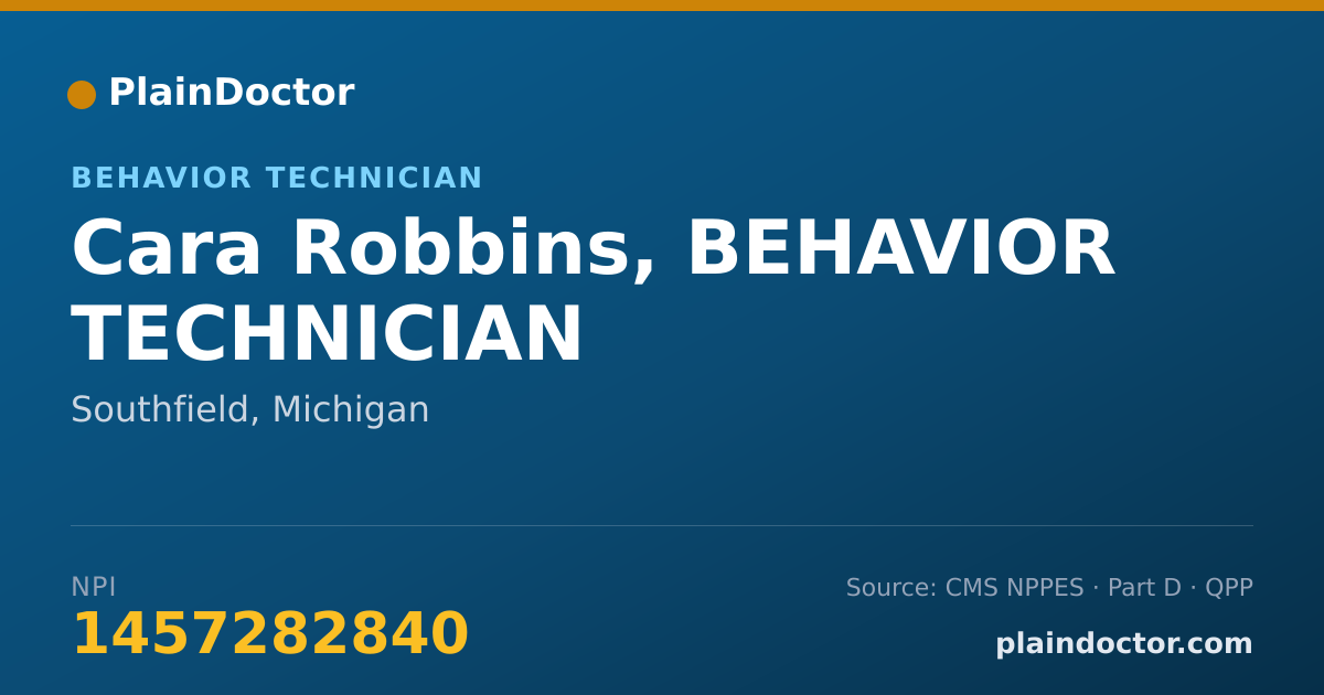 Shareable card for Cara Robbins, BEHAVIOR TECHNICIAN - Behavior Technician, Southfield, MI