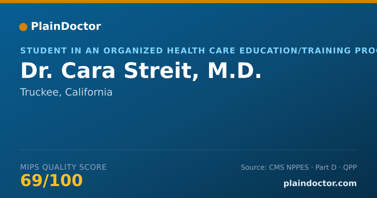 Shareable card for Cara Streit, M.D. - Student in an Organized Health Care Education/Training Program, Truckee, CA