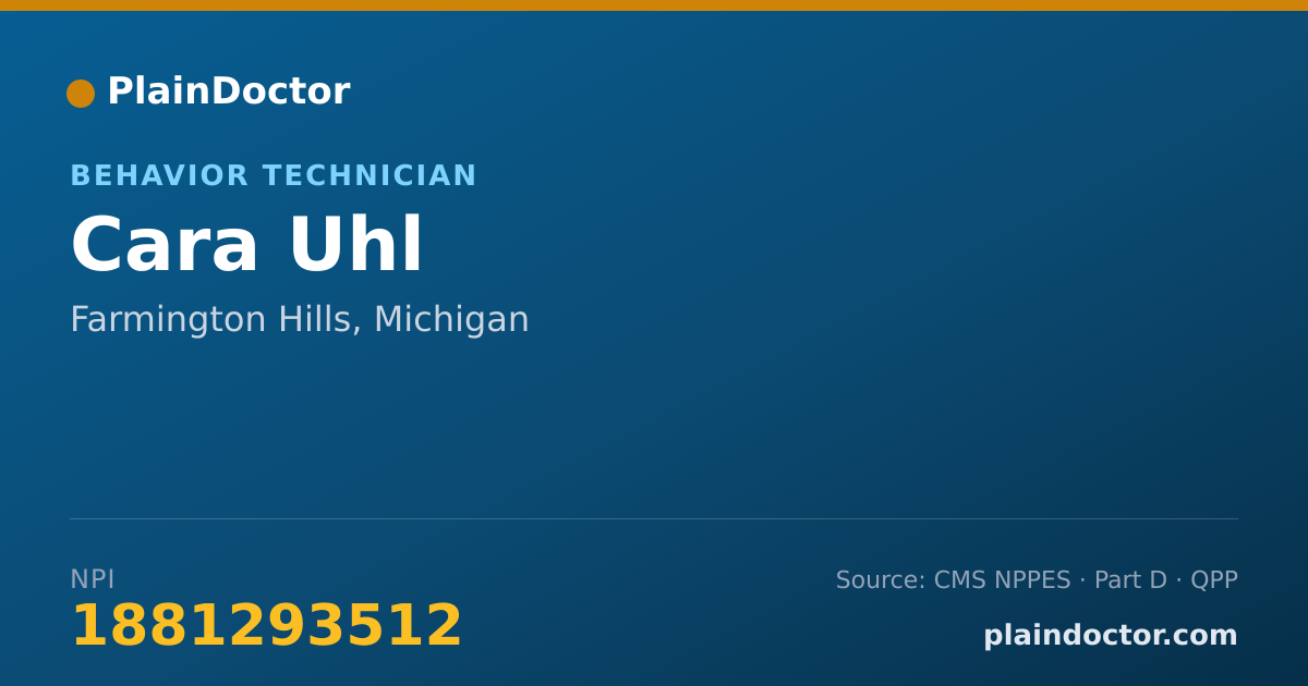 Shareable card for Cara Uhl - Behavior Technician, Farmington Hills, MI