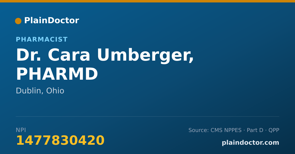 Shareable card for Cara Umberger, PHARMD - Pharmacist, Dublin, OH