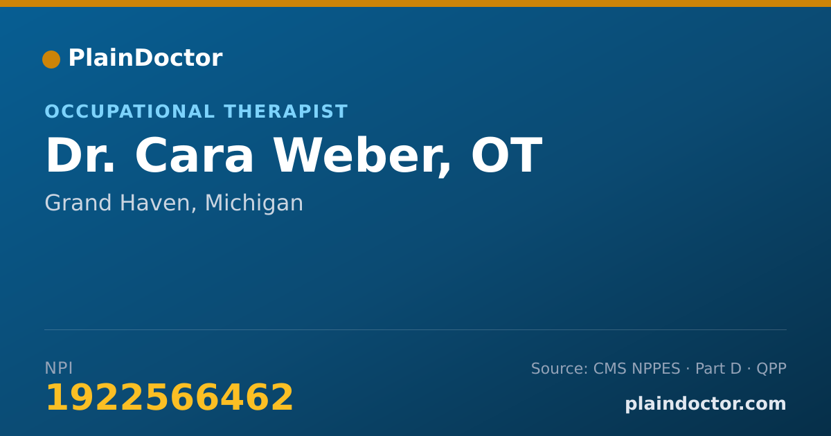 Shareable card for Cara Weber, OT - Occupational Therapist, Grand Haven, MI