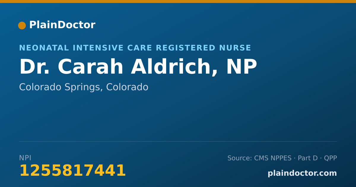 Shareable card for Carah Aldrich, NP - Neonatal Intensive Care Registered Nurse, Colorado Springs, CO