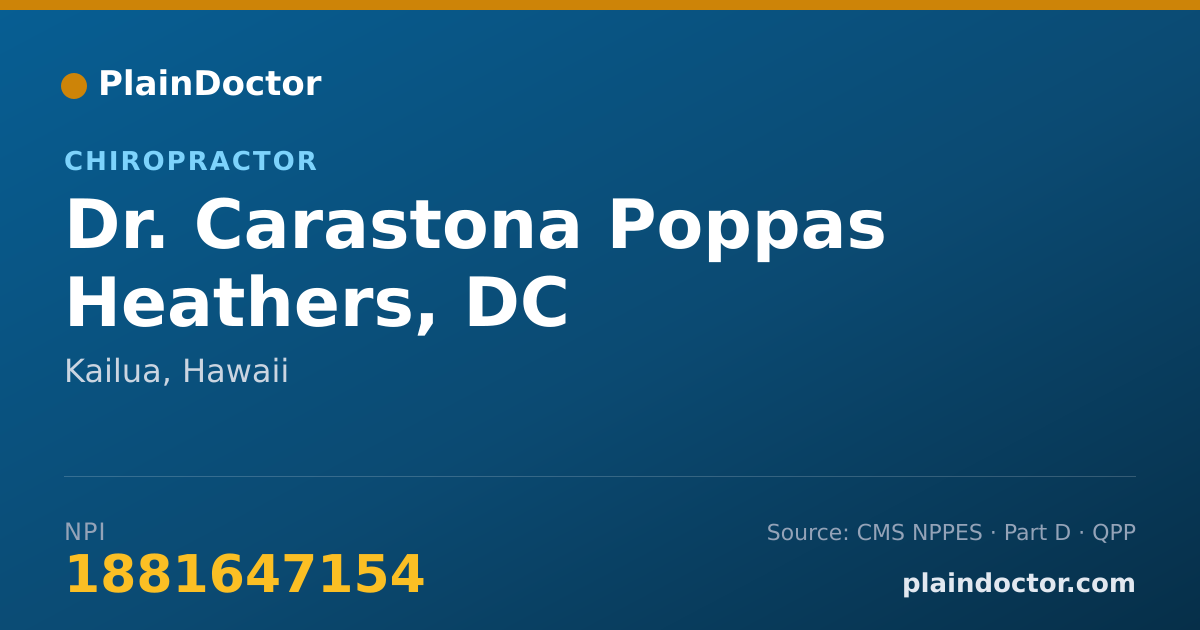 Shareable card for Carastona Poppas Heathers, DC - Chiropractor, Kailua, HI