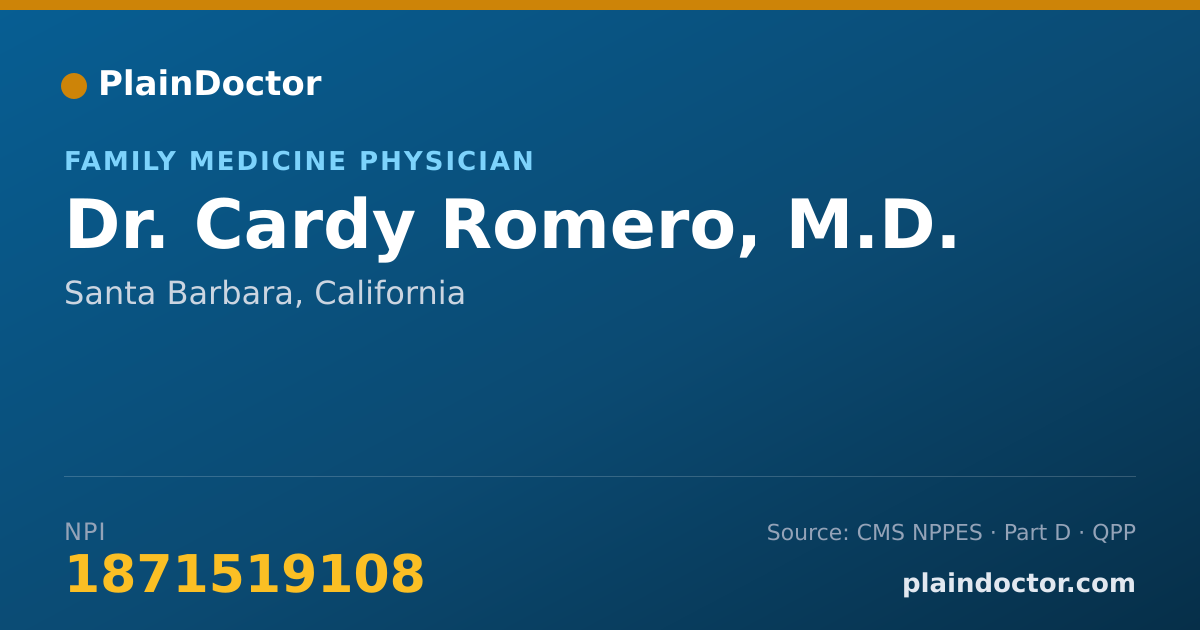 Shareable card for Cardy Romero, M.D. - Family Medicine Physician, Santa Barbara, CA