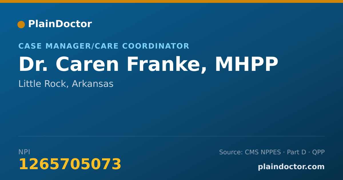 Shareable card for Caren Franke, MHPP - Case Manager/Care Coordinator, Little Rock, AR