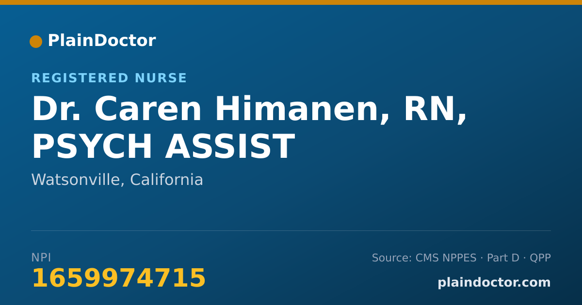 Shareable card for Caren Himanen, RN, PSYCH ASSIST - Registered Nurse, Watsonville, CA