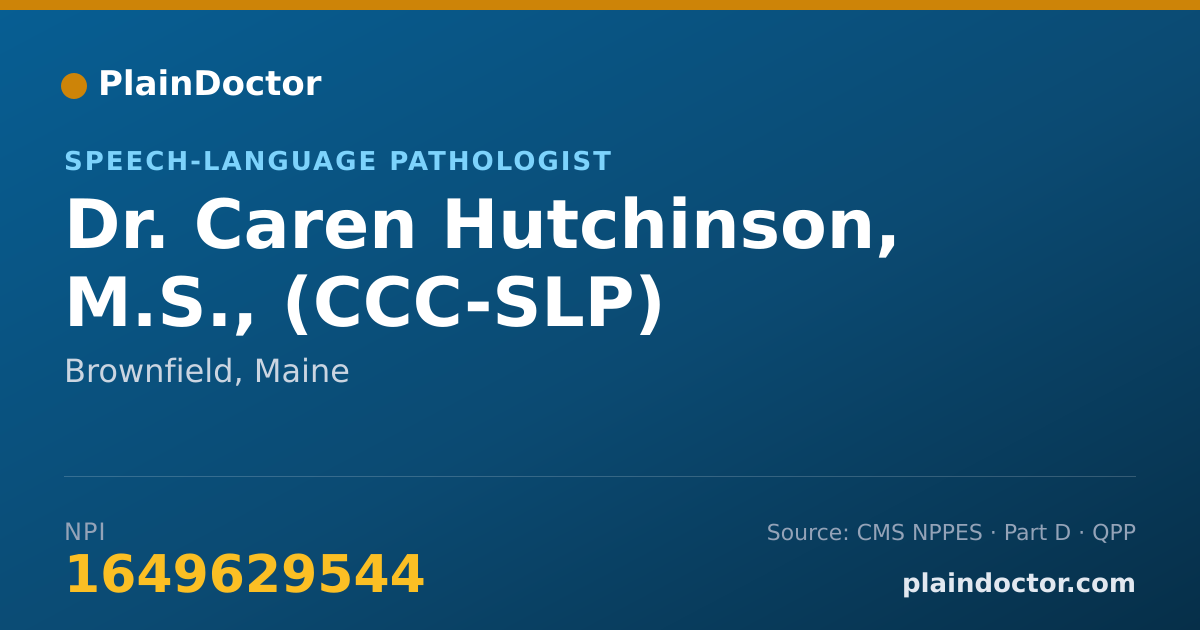 Shareable card for Caren Hutchinson, M.S., (CCC-SLP) - Speech-Language Pathologist, Brownfield, ME