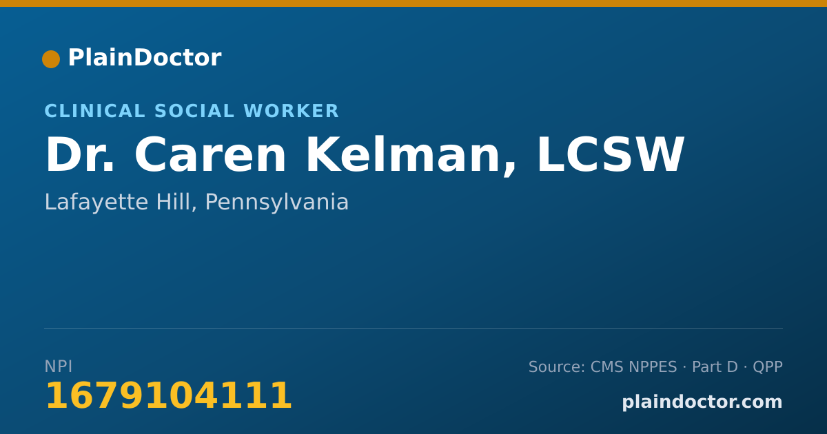 Shareable card for Caren Kelman, LCSW - Clinical Social Worker, Lafayette Hill, PA