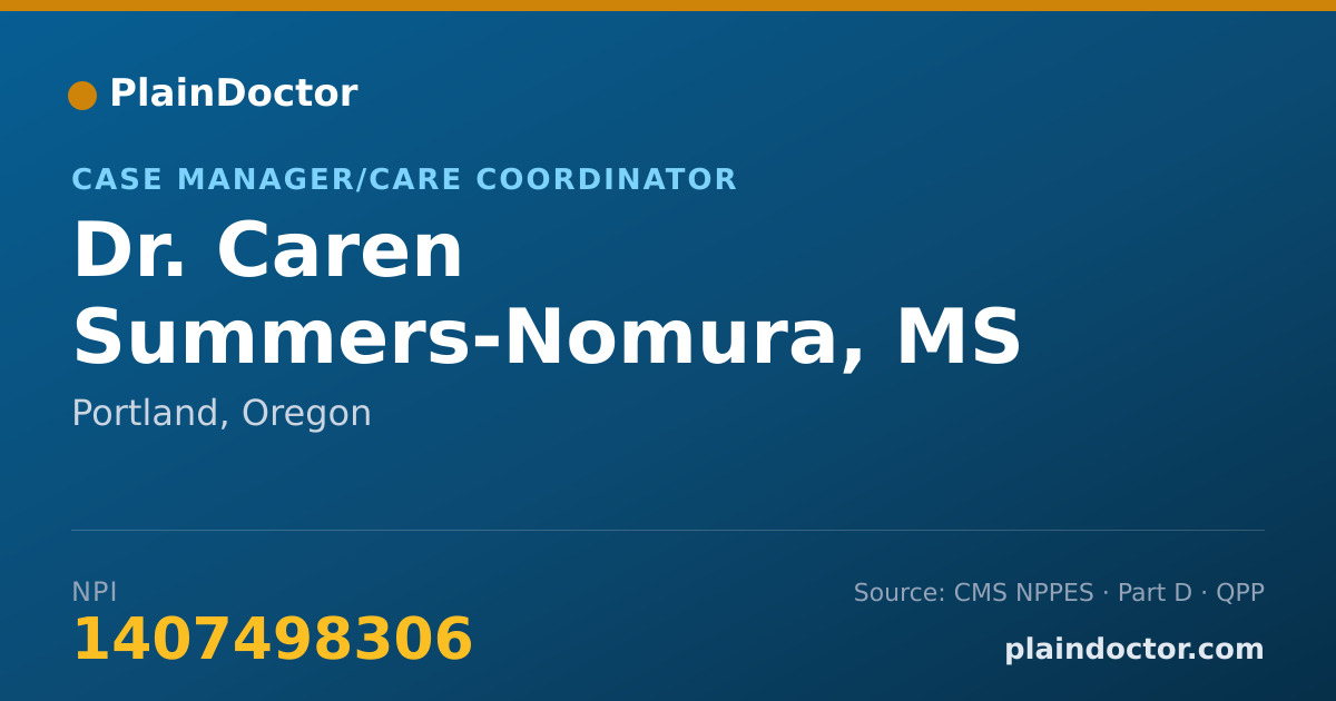 Shareable card for Caren Summers-Nomura, MS - Case Manager/Care Coordinator, Portland, OR