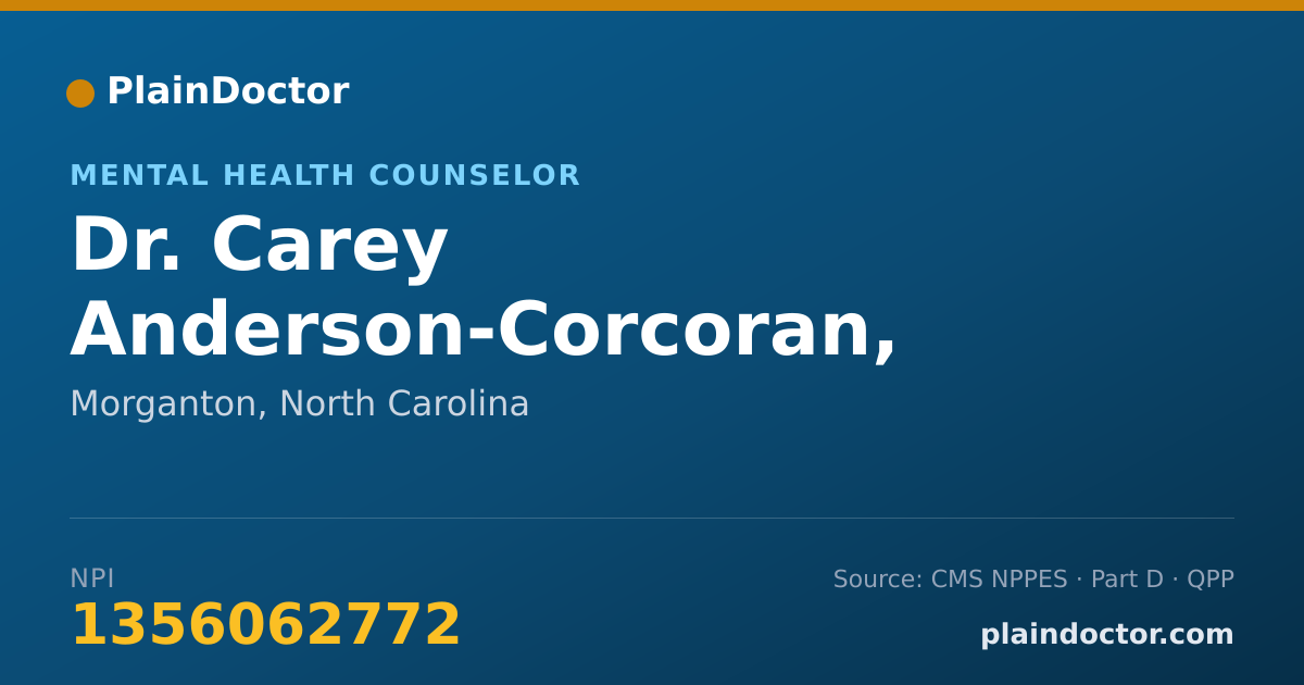 Shareable card for Carey Anderson-Corcoran, LCMHCA - Mental Health Counselor, Morganton, NC