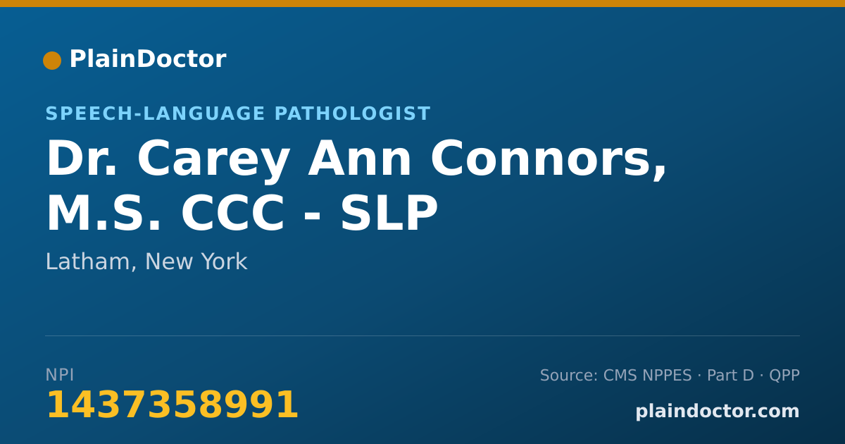 Shareable card for Carey Ann Connors, M.S. CCC - SLP - Speech-Language Pathologist, Latham, NY