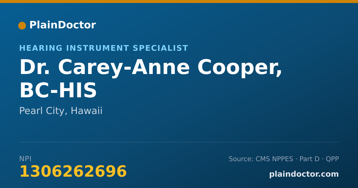 Shareable card for Carey-Anne Cooper, BC-HIS - Hearing Instrument Specialist, Pearl City, HI