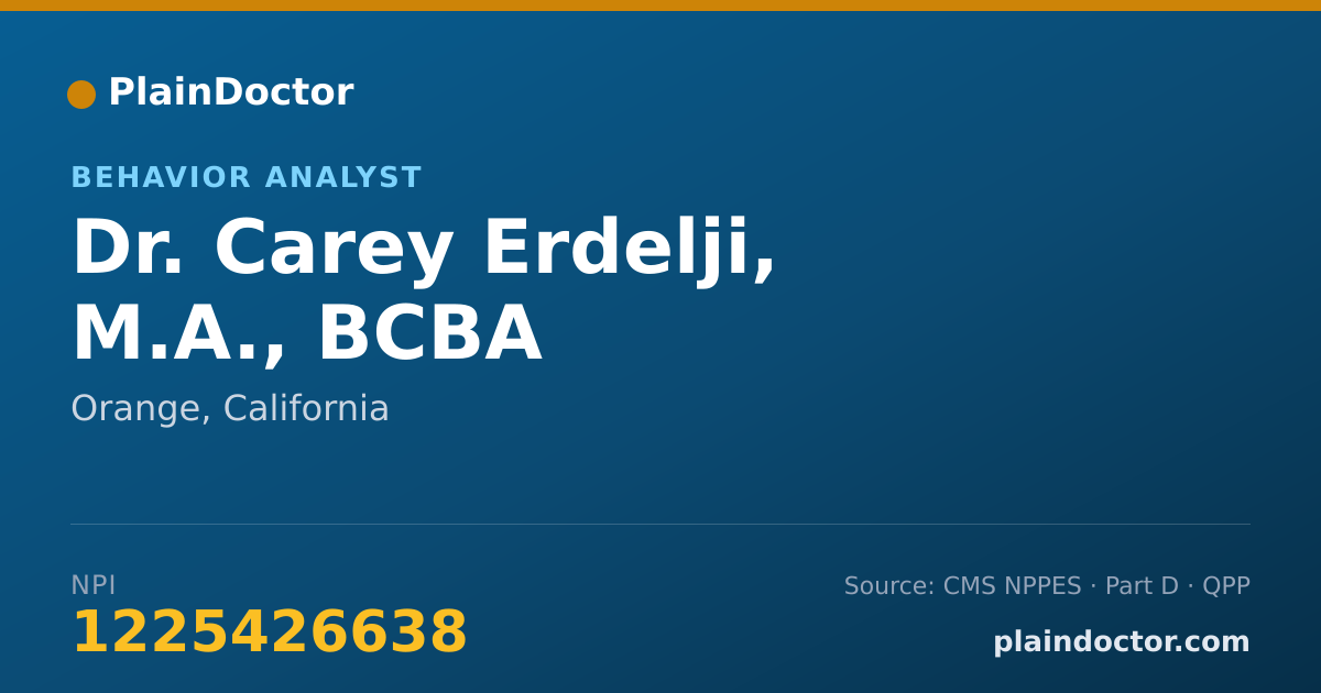 Shareable card for Carey Erdelji, M.A., BCBA - Behavior Analyst, Orange, CA