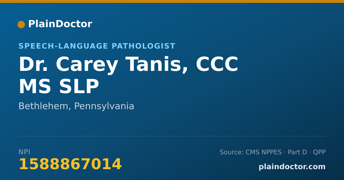 Shareable card for Carey Tanis, CCC MS SLP - Speech-Language Pathologist, Bethlehem, PA