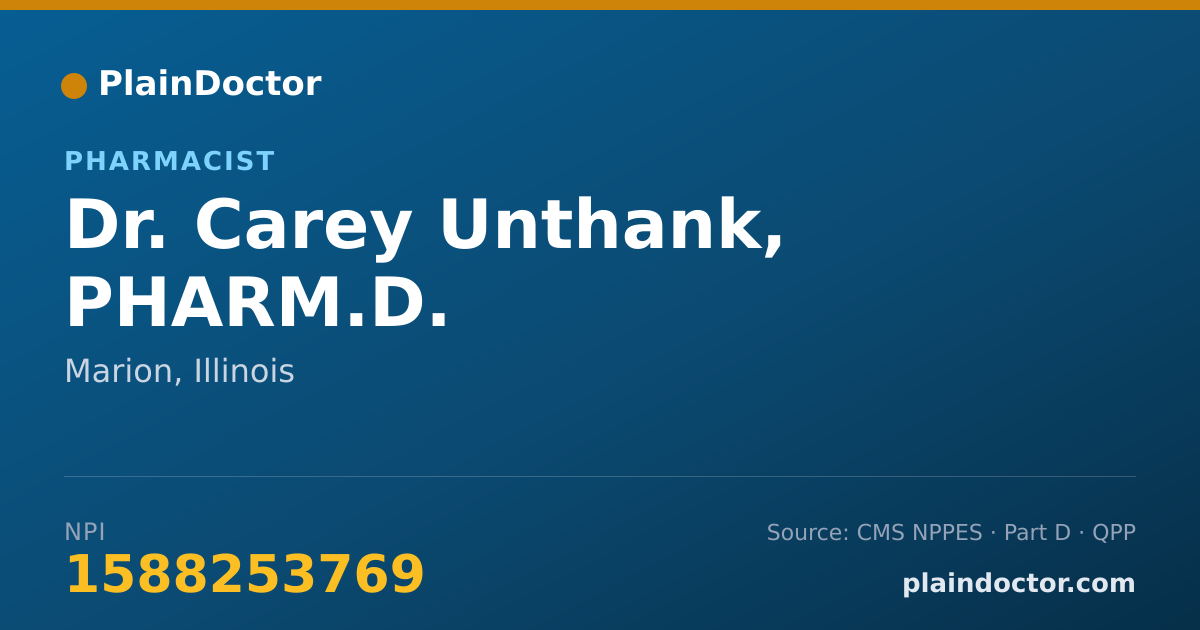 Shareable card for Carey Unthank, PHARM.D. - Pharmacist, Marion, IL