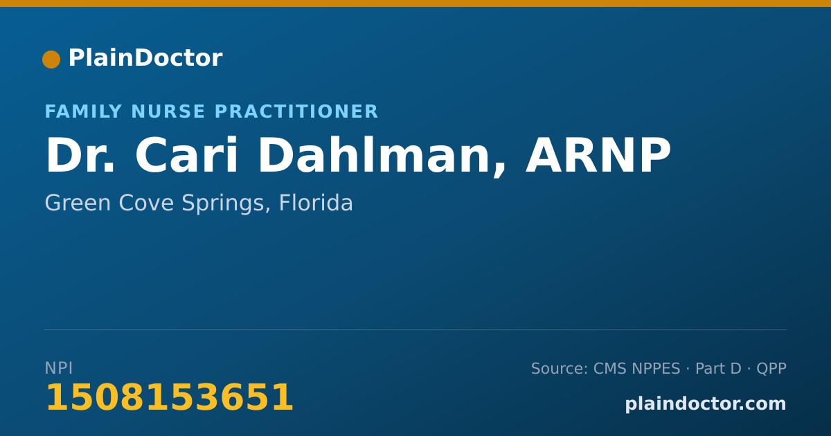 Shareable card for Cari Dahlman, ARNP - Family Nurse Practitioner, Green Cove Springs, FL