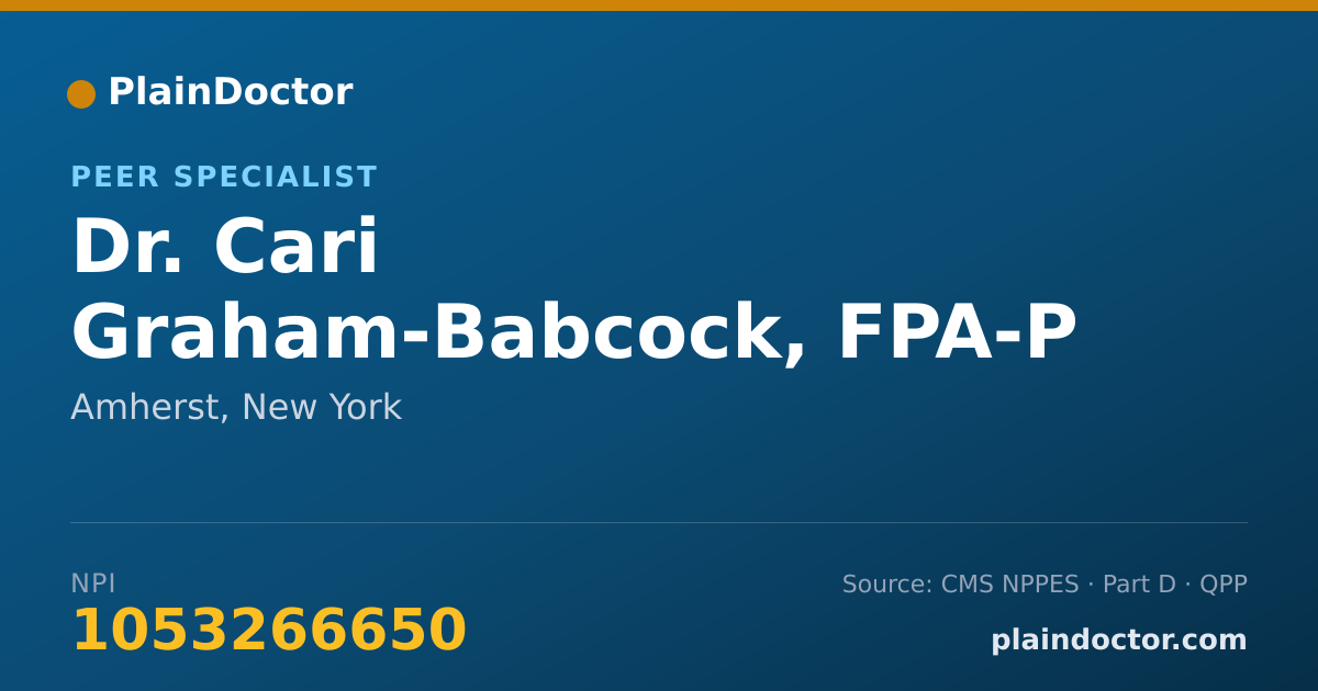 Shareable card for Cari Graham-Babcock, FPA-P - Peer Specialist, Amherst, NY