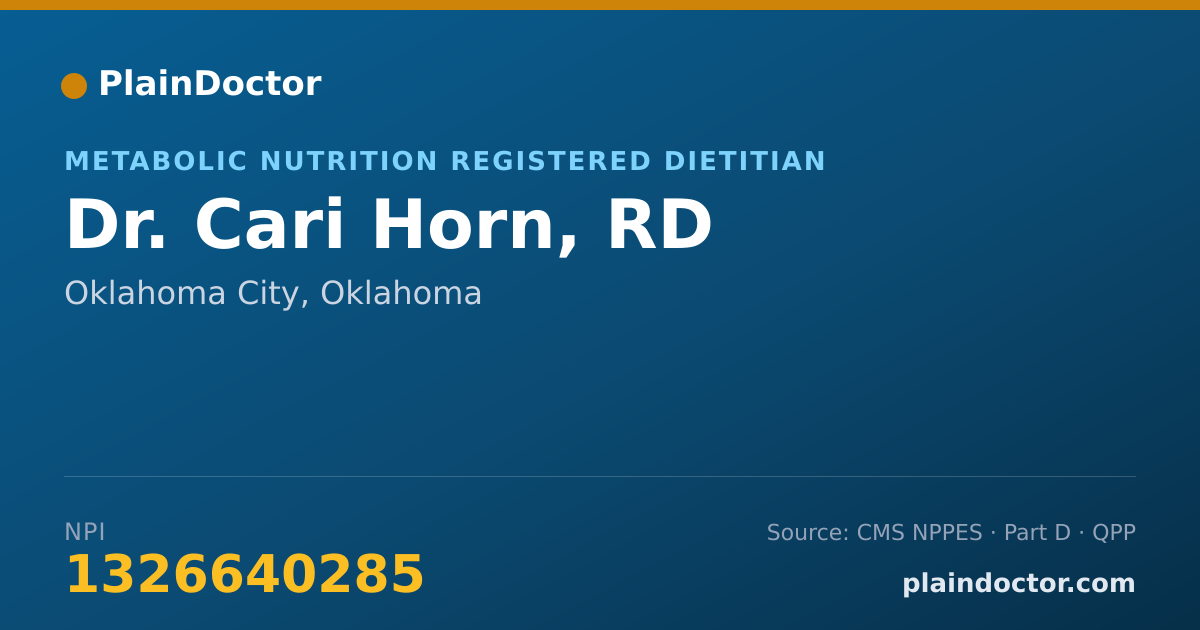 Shareable card for Cari Horn, RD - Metabolic Nutrition Registered Dietitian, Oklahoma City, OK