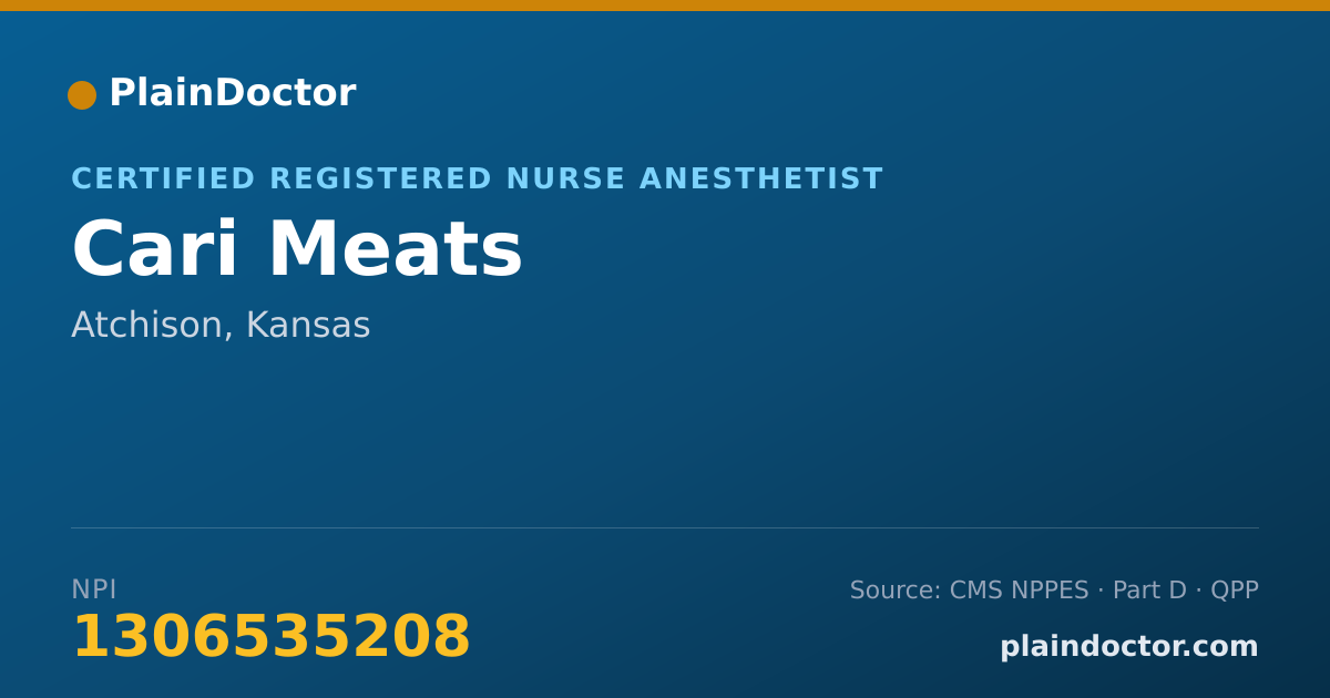Shareable card for Cari Meats - Certified Registered Nurse Anesthetist, Atchison, KS