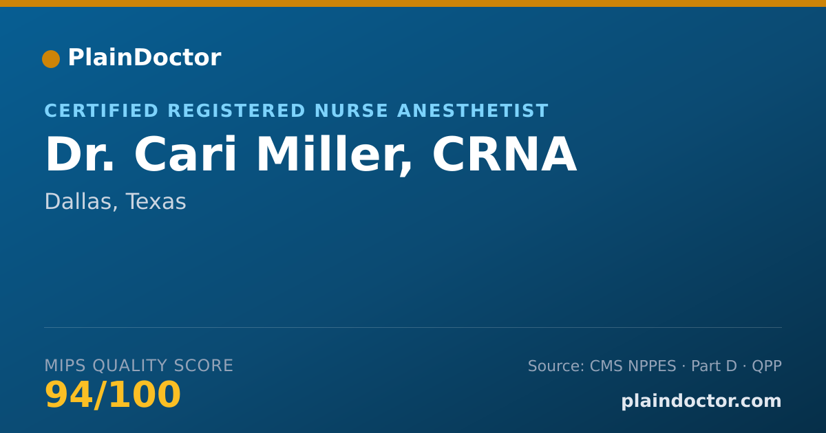 Shareable card for Cari Miller, CRNA - Certified Registered Nurse Anesthetist, Dallas, TX