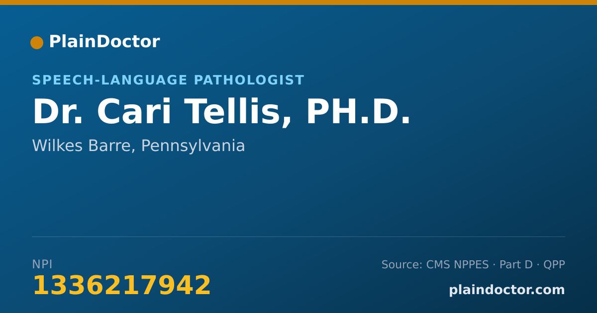 Shareable card for Cari Tellis, PH.D. - Speech-Language Pathologist, Wilkes Barre, PA