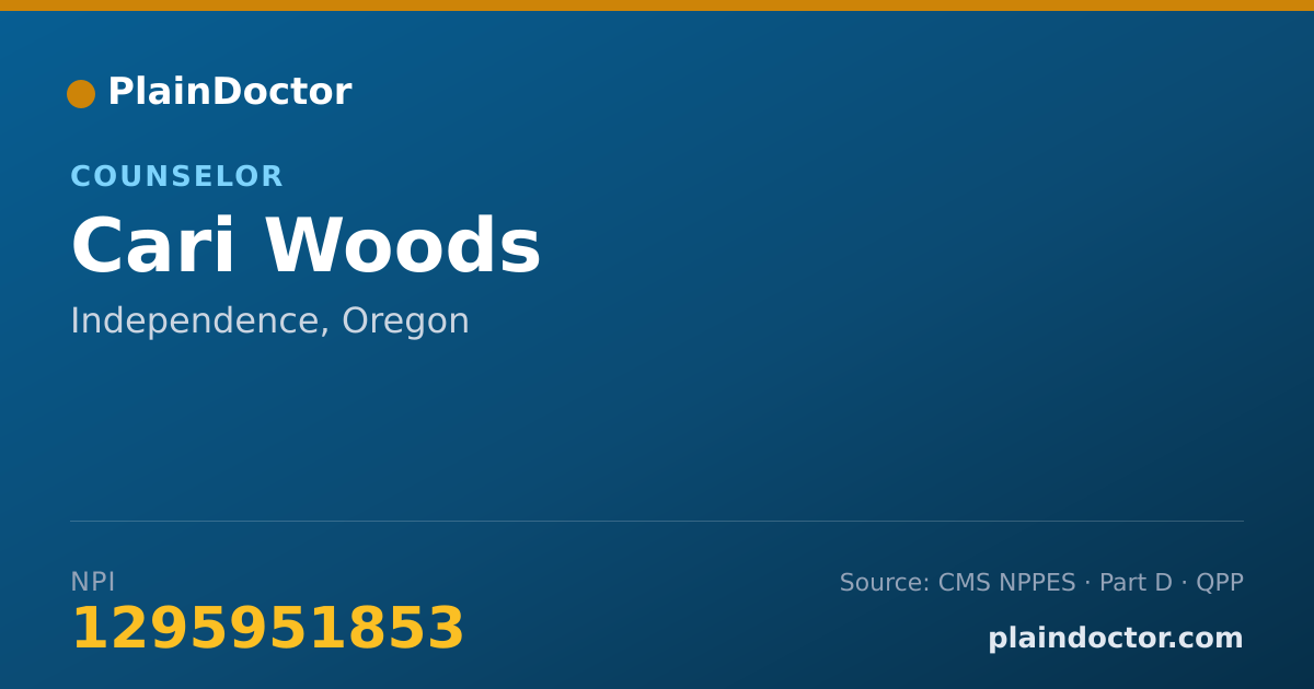 Shareable card for Cari Woods - Counselor, Independence, OR