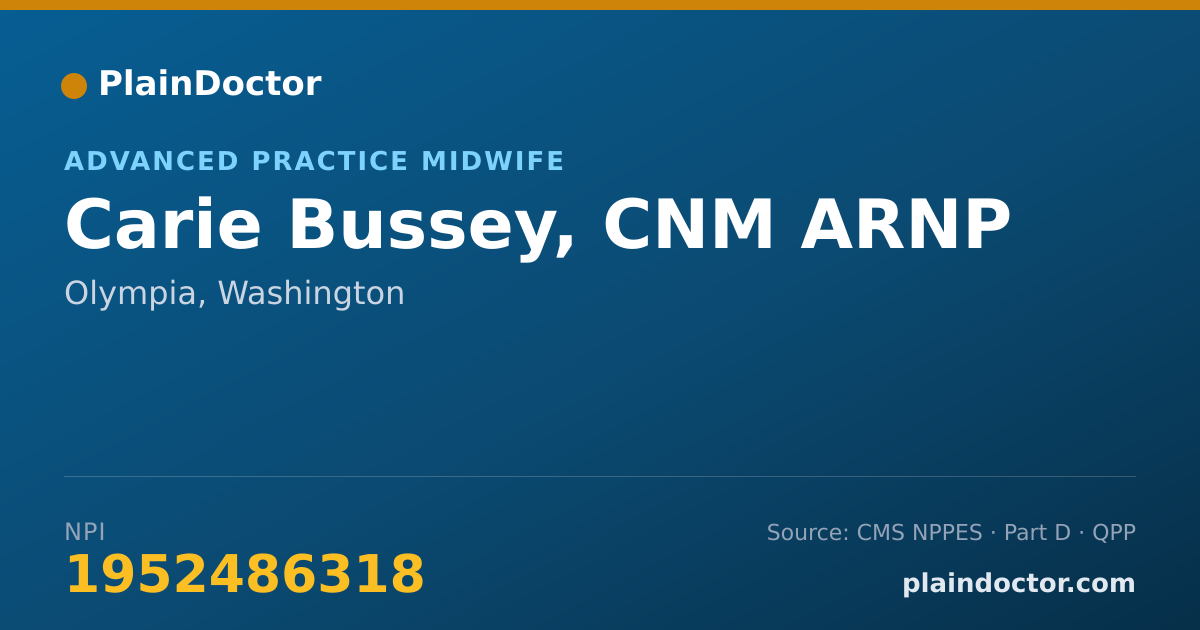 Shareable card for Carie Bussey, CNM ARNP - Advanced Practice Midwife, Olympia, WA