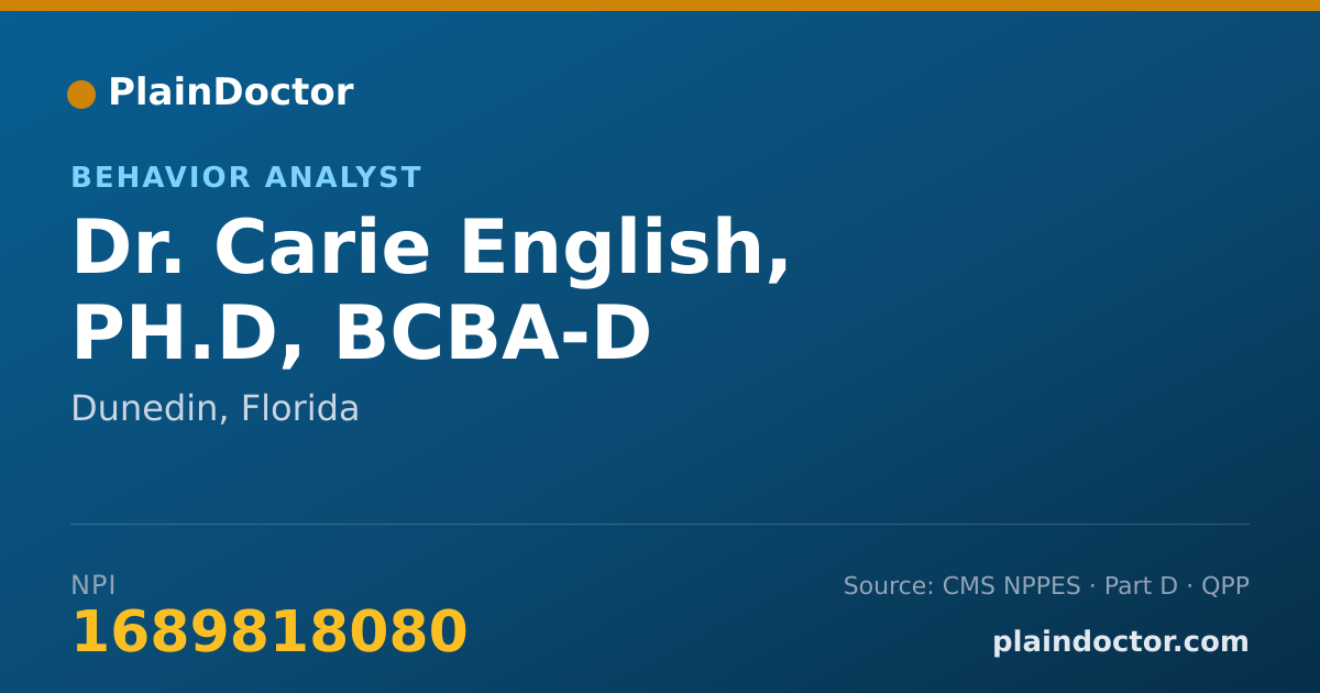 Shareable card for Carie English, PH.D, BCBA-D - Behavior Analyst, Dunedin, FL