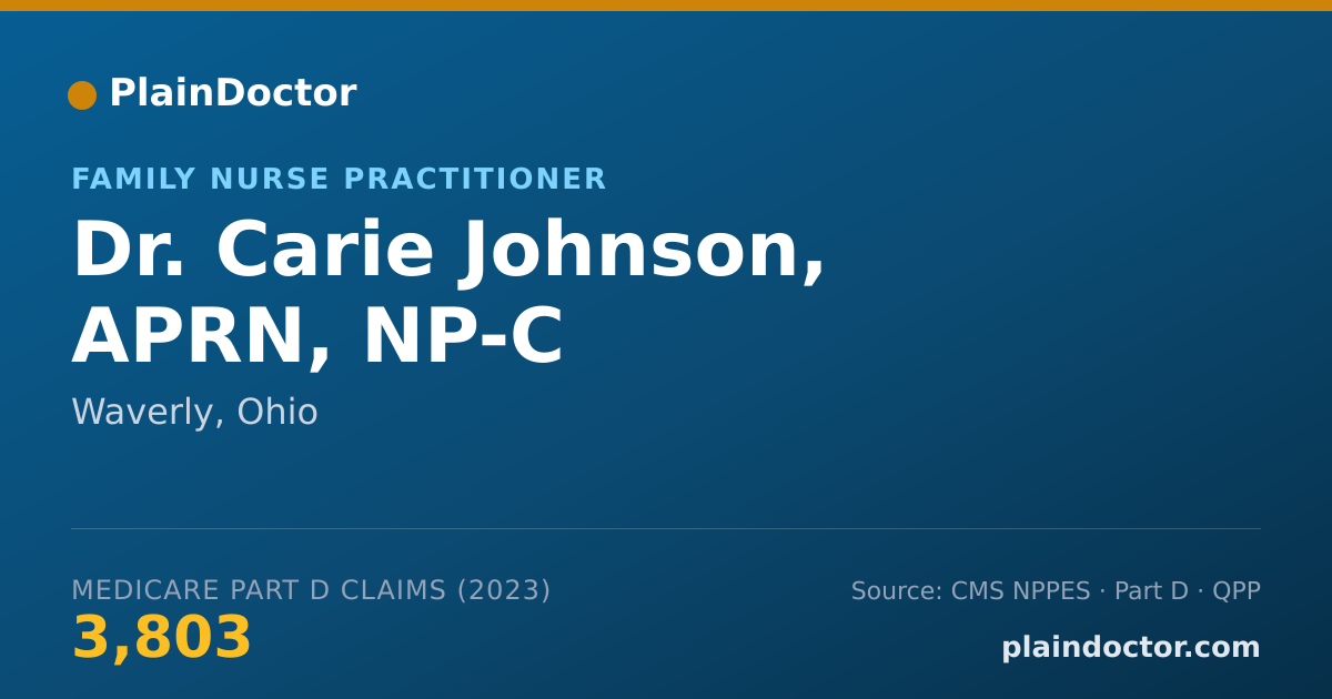 Shareable card for Carie Johnson, APRN, NP-C - Family Nurse Practitioner, Waverly, OH
