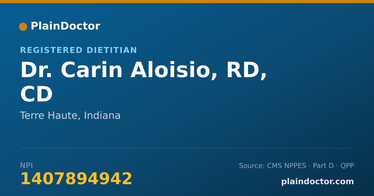 Shareable card for Carin Aloisio, RD, CD - Registered Dietitian, Terre Haute, IN