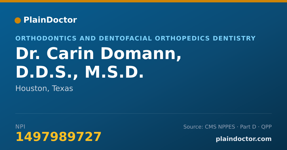 Shareable card for Carin Domann, D.D.S., M.S.D. - Orthodontics and Dentofacial Orthopedics Dentistry, Houston, TX