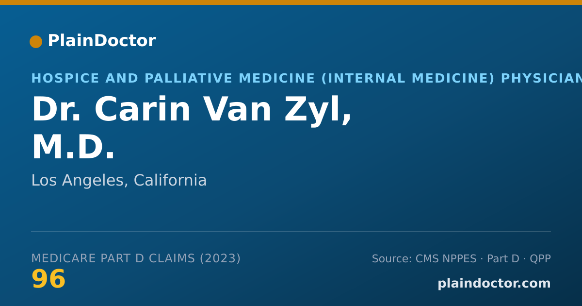 Shareable card for Carin Van Zyl, M.D. - Hospice and Palliative Medicine (Internal Medicine) Physician, Los Angeles, CA
