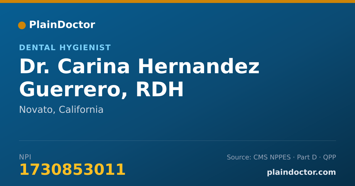 Shareable card for Carina Hernandez Guerrero, RDH - Dental Hygienist, Novato, CA