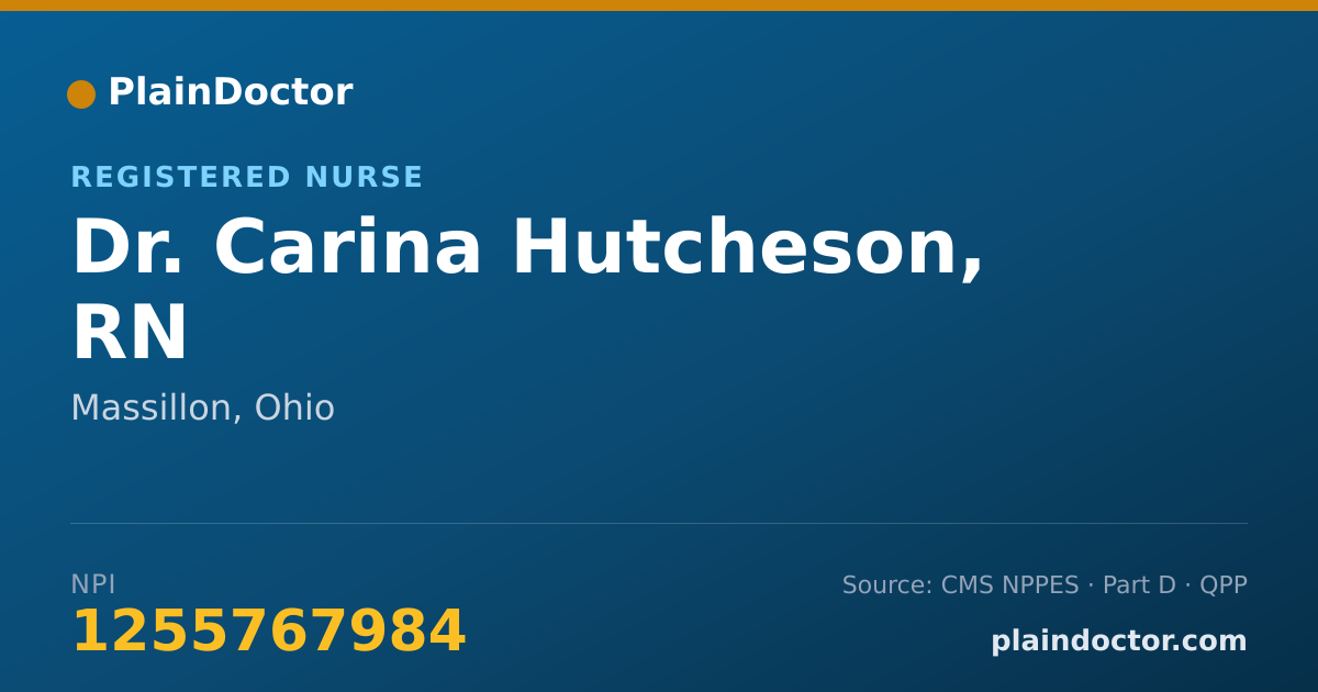 Shareable card for Carina Hutcheson, RN - Registered Nurse, Massillon, OH