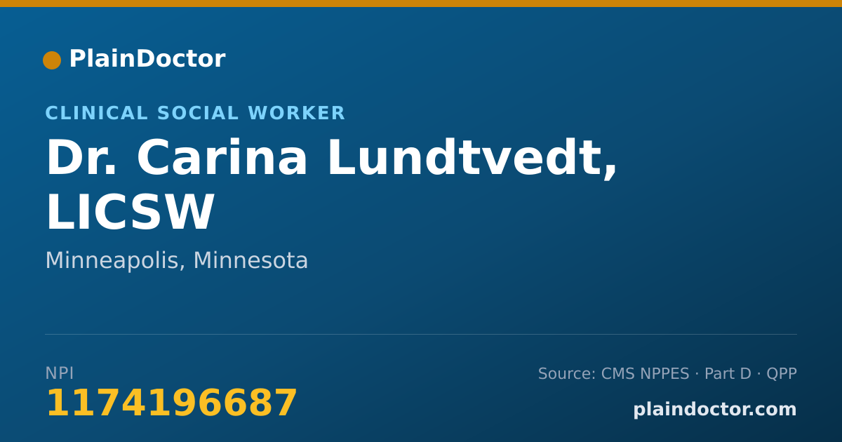 Shareable card for Carina Lundtvedt, LICSW - Clinical Social Worker, Minneapolis, MN