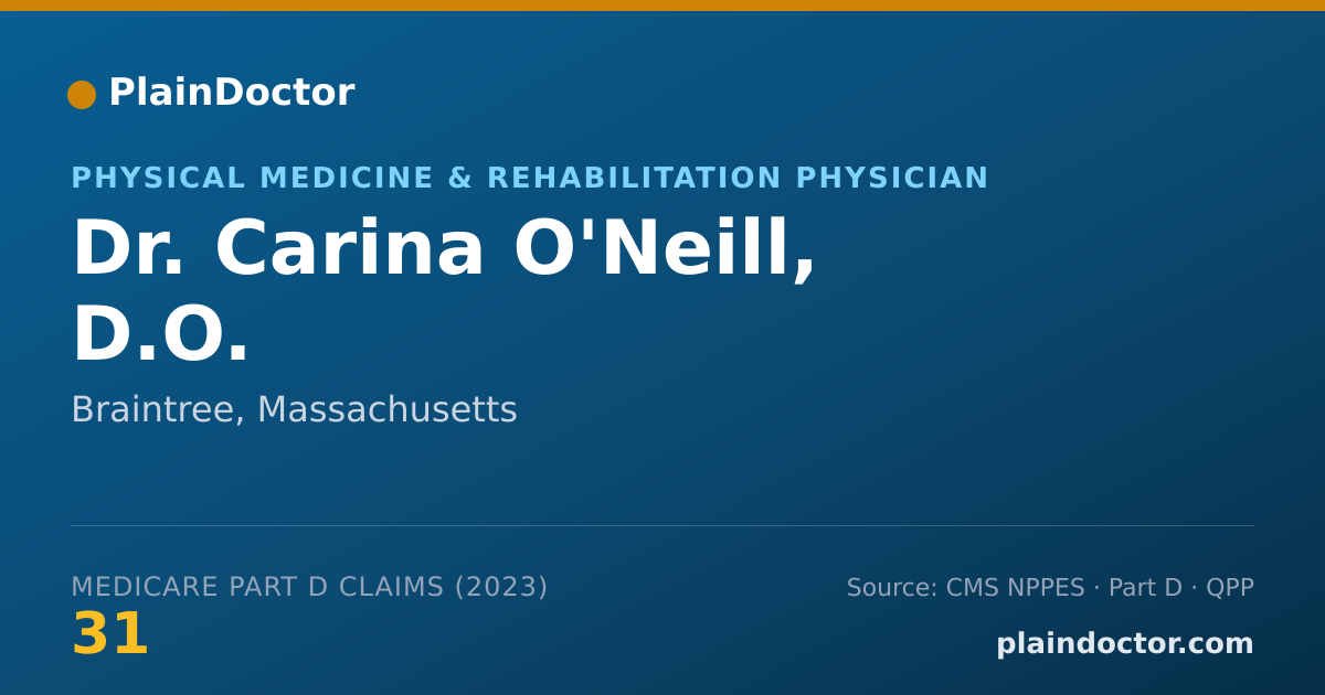 Shareable card for Carina O'Neill, D.O. - Physical Medicine & Rehabilitation Physician, Braintree, MA
